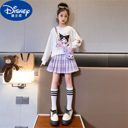 迪士尼（Disney）女童庫洛米秋裝學(xué)院風(fēng)jk套裝百褶裙洋氣兒童衛(wèi)衣裙女孩星黛露衣服 長袖款紫色庫洛米 含包包 120 cm 建議5-6歲