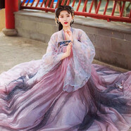 臻一萌漢服女成人學(xué)生鶴挽云印花齊胸襦裙古裝中國風(fēng)日常表演服套裝 花神賦【齊胸襦裙】 M