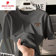 皮爾卡丹（pierre cardin）夏季2025新款純棉圓領(lǐng)短袖t恤男生寬松百搭休閑打底體恤 深灰【B081】 XL 110-130斤內
