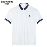胖哥哥大碼男裝POLO衫男寬松胖子肥佬短袖t恤男士商務(wù)休閑刺繡胖人半袖翻領(lǐng)加肥加大肥仔T恤 蜜蜂白色 2XL(170-190斤)