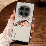 諾康士紅米Note14pro+手機(jī)殼 可愛睡覺小新note14/14Pro卡通二次元note13pro防摔親膚透明硅膠殼情侶款 透明殼【紅色睡覺小新】膜+掛繩 紅米note14pro+