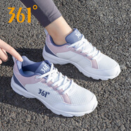 361°女鞋 跑步鞋女運動鞋夏季361度女鞋網(wǎng)面休閑鞋透氣軟底旅游鞋子 361度白/粉紫 38