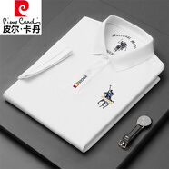 皮爾卡丹高檔短袖T恤男高端純棉POLO保羅衫翻領(lǐng)夏季綠色中年冰感男士體恤 白色 XL 180