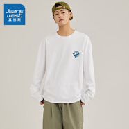 真維斯（Jeanswest）男裝春季穿搭220G純棉長(cháng)T寬松版型休閑百搭動(dòng)物印花JR MZS鯨小標#白210A M