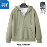 真維斯（JEANSWEST）衛(wèi)衣男女連帽2025春秋款日系拉鏈開衫外套寬松運(yùn)動(dòng)外套重磅連帽衫 抹茶綠 3XL (推薦175斤-200斤左右)