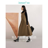 茵曼（INMAN）【曠野美拉德】法式背心裙2025春秋女裝新品長袖寬松套頭連衣裙 棕色 S