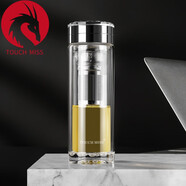 塔馳密司（touchmiss）加厚雙層玻璃杯男茶水分離水杯帶濾網(wǎng)杯套防摔泡茶杯情人節禮物 380ml
