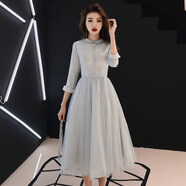 蜜丹麗青少女生初高中生鋼琴演出服女中學(xué)生大合唱衣服主持人禮服女禮服 秋中柚(223) M