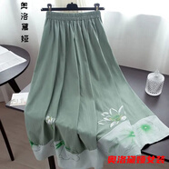 奧洛黛婭漢服女成人 漢服女中國風(fēng)改良傳統日常漢服改良版漢服女中國風(fēng)年 印花綠色半身裙 M 【建議95-110斤】