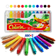 AMOS韓國進(jìn)口旋轉可水洗粗桿蠟筆/油畫(huà)棒兒童畫(huà)筆繪畫(huà)工具 12色粗桿蠟筆(CRX5PC12)
