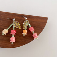 堅銀日本莫里里日韓甜美串珠花朵耳釘流蘇風(fēng)鈴女耳環(huán)墜耳飾風(fēng)耳夾 1號耳釘款