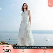 三彩2025夏季新款萊賽爾連衣裙圓領(lǐng)系帶背心裙寬松長裙M 冰川藍(lán)花卉 S 155/80A