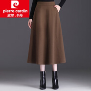 皮爾卡丹（pierre cardin）垂毛呢半身裙女秋冬中長款2025新款高腰A字大擺裙顯瘦百褶長裙女 咖色80cm 232XL2尺3