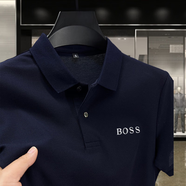 BOSST恤短袖男士德國BOSS舒適透氣純棉帥氣翻領(lǐng)polo夏季男裝 BOSS23800-藏青色 L 建議120-135斤