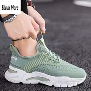 森馬品牌男鞋休閑鞋春夏男鞋透氣休閑男士飛織網(wǎng)面運動(dòng)鞋學(xué)生跑步鞋子 綠色精品款 39 男款