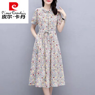 皮爾卡丹全棉小碎花連衣裙女中長(cháng)款2024夏時(shí)尚氣質(zhì)翻領(lǐng)顯瘦印花純棉布裙子 米花 0522款 L 建議105-115斤