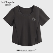 La Chapelle Sport拉夏貝爾短款t恤女修身顯瘦法式復(fù)古簡(jiǎn)約休閑甜酷風(fēng)ins正肩短袖女 深灰色(去環(huán)游胸標(biāo)) M /160(推薦95-110斤)