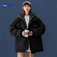 NASALIKE加厚假兩件連帽棉服女工裝情侶棉衣網(wǎng)紅款冬季2025新款潮學生棉襖 港文化1688款黑色 XL