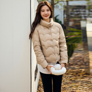MARKYINXIANG立領(lǐng)輕薄羽絨服女短款2025秋冬新款洋氣小個(gè)子輕便保暖白鴨絨外套 DH6111 茵曼  卡其 XL （135-150斤）