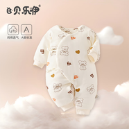 貝樂(lè)咿新生兒衣服秋冬季加厚夾棉男女寶寶連體衣初生嬰兒哈衣睡衣棉衣 5965愛(ài)心熊 59