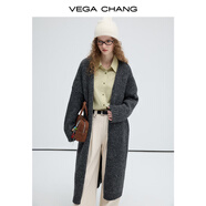 VEGA CHANG長(zhǎng)款羊毛針織衫女2025年春秋季新款慵懶百搭開衫毛衣外套 暗巖灰 均碼
