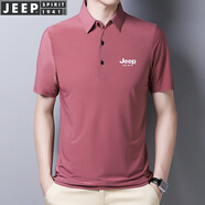 JEEP SPIRIT吉普短袖T恤男士上衣半截袖體恤夏季新款中青年學(xué)生基礎(chǔ)商務(wù)翻領(lǐng)p 粉紅色 2XL (140斤-160斤)