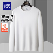 羅蒙（ROMON）德絨圓領(lǐng)衛衣男2024秋季新款中青年純色保暖長(cháng)袖T恤時(shí)尚打底衫 3T111302白色 L 170(建議105-120斤)