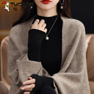 啄木鳥(niǎo)（TUCANO）山毛針織披肩圍|巾兩用秋冬新款純色寬松百搭外搭斗篷開(kāi)衫貴氣 紫絨色 M