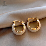 少凡美拉德復古耳扣2024年新款潮秋冬耳環(huán)女小眾設計輕奢高級感耳飾品 白色