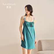 覓絲（Agentmuse）裸感睡衣女莫代爾吊帶睡裙裹胸防凸點防走光家居服590楊梅綠L