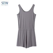 STW.SOTOWELL夏薄無(wú)袖背心連體褲女莫代爾高級感家居服短褲可出門(mén)連身睡衣 WH017-水鳥(niǎo)灰 M