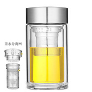 淵之源雙層玻璃泡茶杯水晶商務(wù)喝水杯子男士車(chē)載隔熱便攜透明雙層水杯 380ML_雙層_雙層網(wǎng)_直徑7.8cm