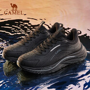 駱駝【逆旅2.0】跑步鞋輕便休閑運動(dòng)鞋男2023春季革面防水防滑緩震跑 CD12263847，黑/深灰，男 40 (250mm)