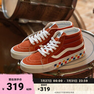 VANS范斯官方 SK8-Mid Reissue復(fù)古臟橘彩色棋盤格印花情侶板鞋 橙色 37
