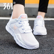 361°女鞋運動(dòng)鞋女春夏款361度女士網(wǎng)面透氣學(xué)生休閑百搭旅游跑步鞋子R 白/粉2261 39