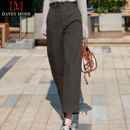 DAVEY MODE2025夏季薄款九分闊腿褲女寬松時(shí)尚透氣顯瘦休閑褲女卡其色褲 0095黑色【2?？?有松緊】 L :建議105-118斤