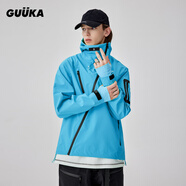古由卡（GUUKA）潮流機(jī)能風(fēng)進(jìn)藏風(fēng)衣男秋 山系戶外防水登山?jīng)_鋒上衣服寬松易穿搭 湖藍(lán)G60704 L