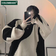 Colombass毛衣男秋冬寬松慵懶風(fēng)高級(jí)感線衫外套日系復(fù)古內(nèi)搭打底男士針織衫 黑色 XL