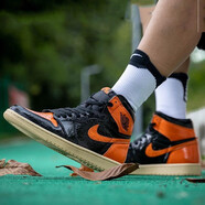 耐克（NIKE）男女鞋JORDAN 1 AJ1 喬1中幫訓(xùn)練耐磨休閑鞋籃球鞋554724-300 555088-575441-028 豬油黑橙扣碎 35.5