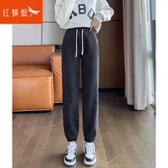 紅蜻蜓休閑加絨褲女2025年冬季新款女裝羊羔絨衛褲保暖棉褲女士長(cháng)褲子女 深灰色長(cháng)褲-常規 M