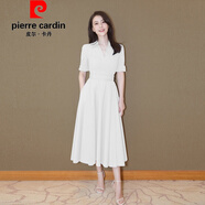皮爾卡丹（pierre cardin）官方高端夏高圓圓明星同款衣服黑色長(zhǎng)款連衣裙復(fù)古法式氣質(zhì)小黑裙 品牌旗艦白色 M