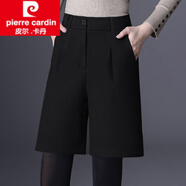 皮爾卡丹（pierre cardin）女裝毛呢短褲女秋冬外穿2025新款高腰顯瘦a字五分褲加厚咖啡色闊 黑色 L 28