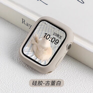LAZYODD適用iwatch11保護(hù)殼apple watch10/9/8/7/6/SE/5/4/se2代硅膠保護(hù)殼蘋果手表保護(hù)套u(yù)ltra3PC鏤空殼 古董白 41MM表盤【適用7/8/9代iwatch】