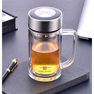 凱霖玻璃杯清澈雙層辦公玻璃杯加厚耐熱商務(wù)泡茶杯便攜高檔水晶水杯 直身杯 300ml