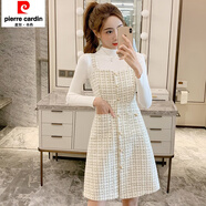 皮爾卡丹（pierre cardin）2025秋冬季法式新款韓版小香風(fēng)背心吊帶毛呢背帶連衣裙兩件套裝裙 白色單裙 M 現(xiàn)貨