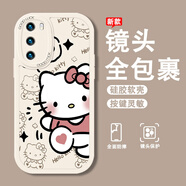斯追 適用華為p40手機殼卡通凱蒂貓新款p40pro+硅膠鏡頭全包防摔保護套p30高級感可愛(ài)小狗網(wǎng)紅潮流情侶 古董白-HELLO凱蒂貓A【配全屏膜】 華為P40