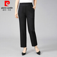 皮爾卡丹（pierre cardin）2025夏季薄款棉麻女士褲子中年老年女褲高腰褲寬松松緊腰休閑九分 透氣棉麻黑色一條裝 2XL 110-125斤