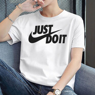 耐克（NIKE） 男裝 夏季新款運動休閑服健身訓練半袖圓領(lǐng)純棉短袖寬松透氣T恤 白色JUST DO IT/純棉親膚 S