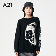 A21針織衫官方2023秋冬新品小個(gè)子寬松洋氣毛衣女花仙子百搭寬松 黑色 L