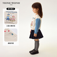 Teenie Weenie Kids小熊童裝24秋冬款男女寶寶撞色印花加絨衛(wèi)衣 粉色 100cm